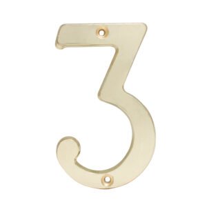 Número 3 slim 4" latón brillante Lock