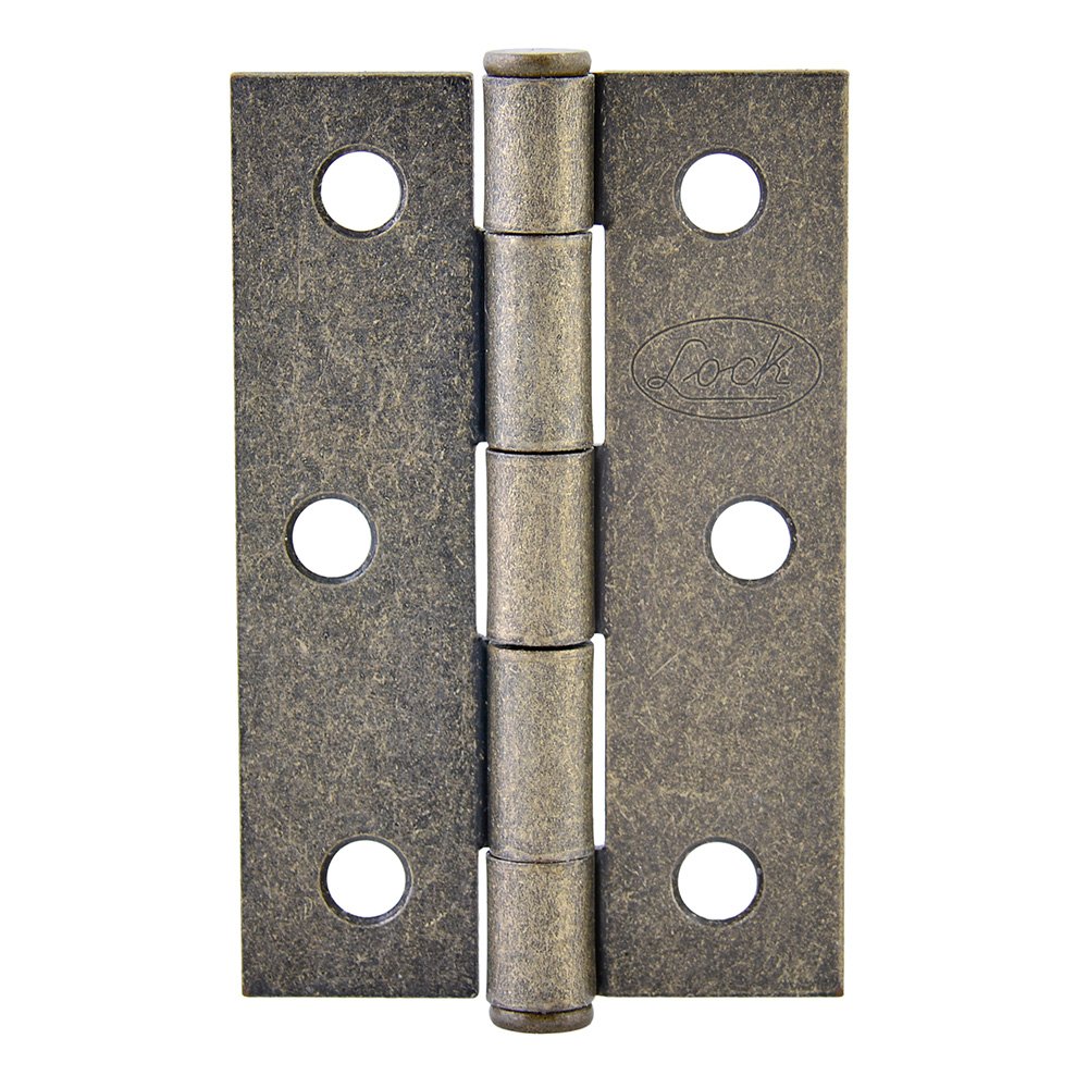 10 Pza Bisagra alargada perno remachado de acero latón antiguo 3" x 2.08" Lock