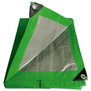 Lona de polietileno color verde con fondo plata, 4.88 x 6.09 m Foy