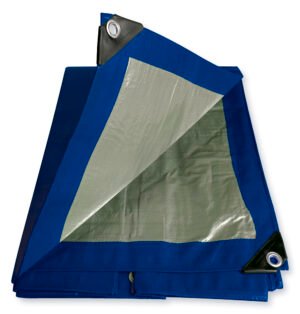 Lona de polietileno color azul con fondo plata, 6.09 x 12.19 m Foy