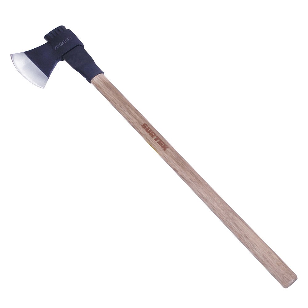 2 Pza Hacha de labor entera con cabeza forjada en acero con mango de madera 36", 4 lb Surtek