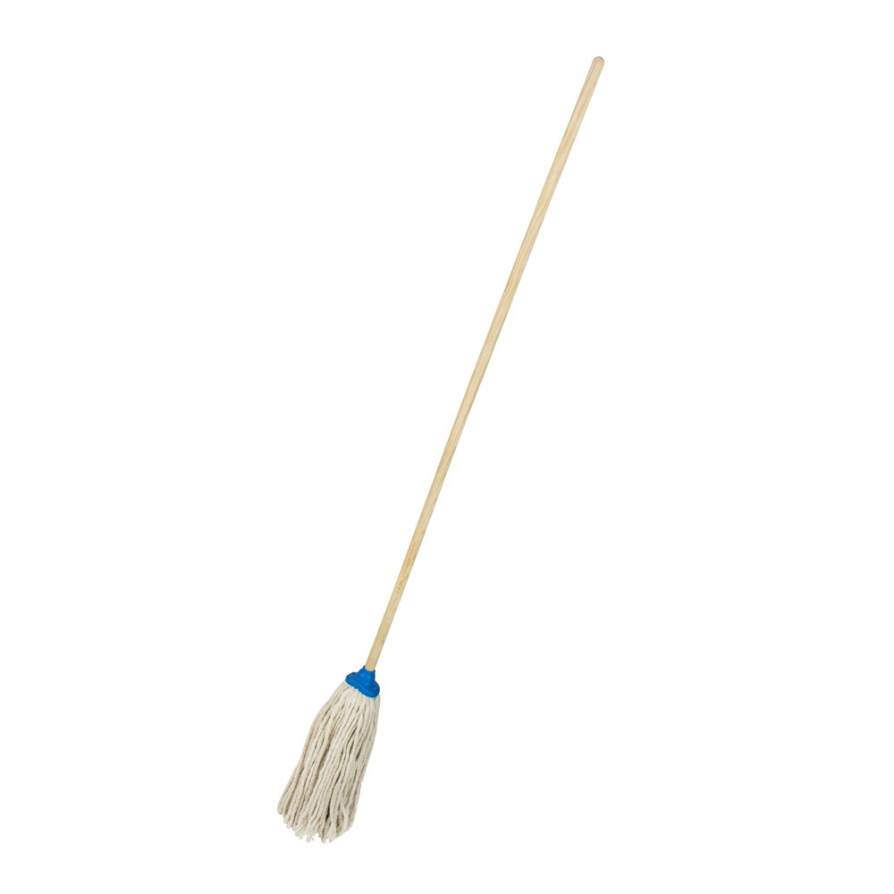 12 Pza Trapeador de pabilo de algodón con bastón de madera 120 cm, 300 gr Foy