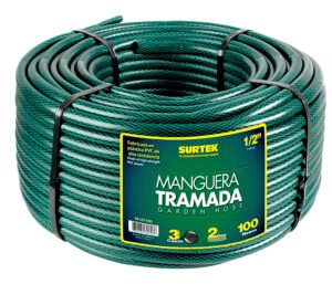 Manguera para jardín tramada verde en rollo 1/2", 100 m Surtek