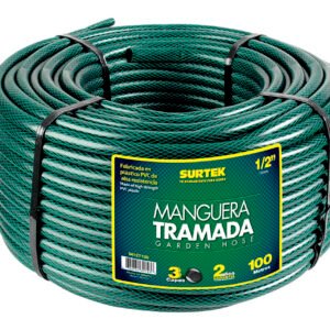 Manguera para jardín tramada verde en rollo 5/8", 100 m Surtek