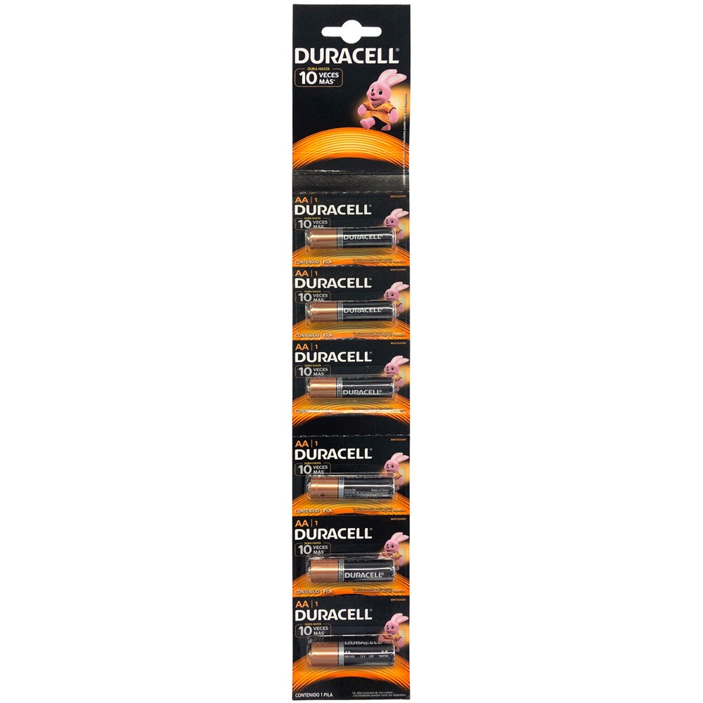 20 Pza Tira de pilas alcalinas Duracell® "AA", 6 piezas Surtek