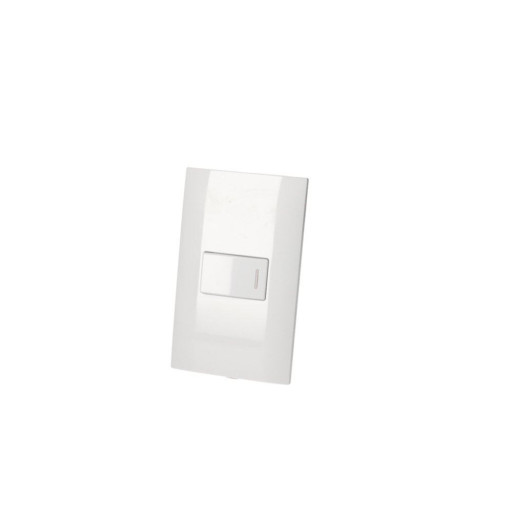 Placa 1 Interruptor 1/3 3 vias, línea Americana, color blanco Surtek