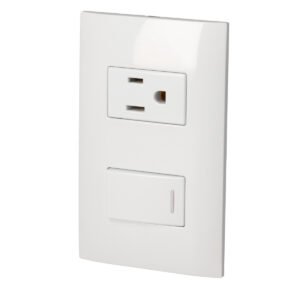 Placa 1 Switch 1 contacto 1/3, línea Americana, color blanco Surtek