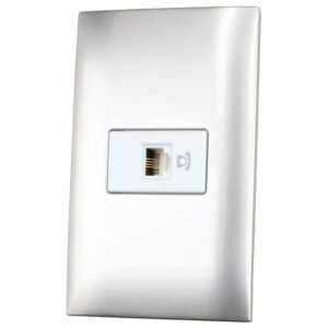 Placa 1 toma para teléfono 1/3, línea Americana, color plata Surtek