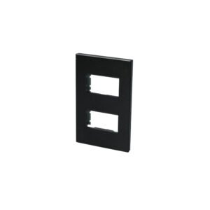 Placa 2 módulos 1/3, línea Premium, color negro Surtek