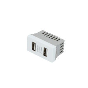 20 Pza Módulo USB doble 1/3, línea Premium, color blanco Surtek