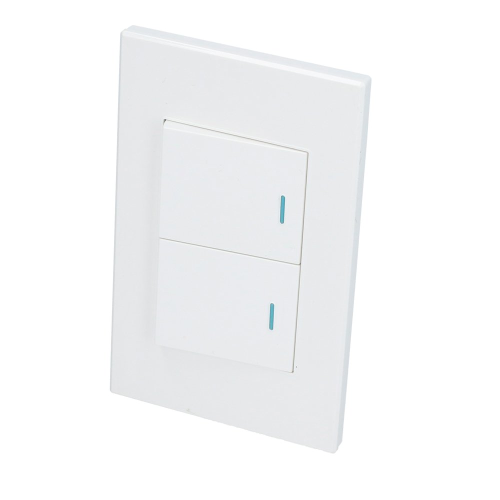 10 Pza Placa 2 Interruptor 1/2, línea Premium, color blanco Surtek
