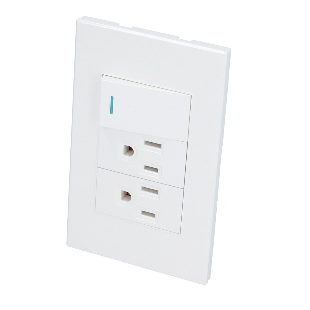 10 Pza Placa 1 Interruptor 2 contactos 1/3, línea Premium, color blanco Surtek