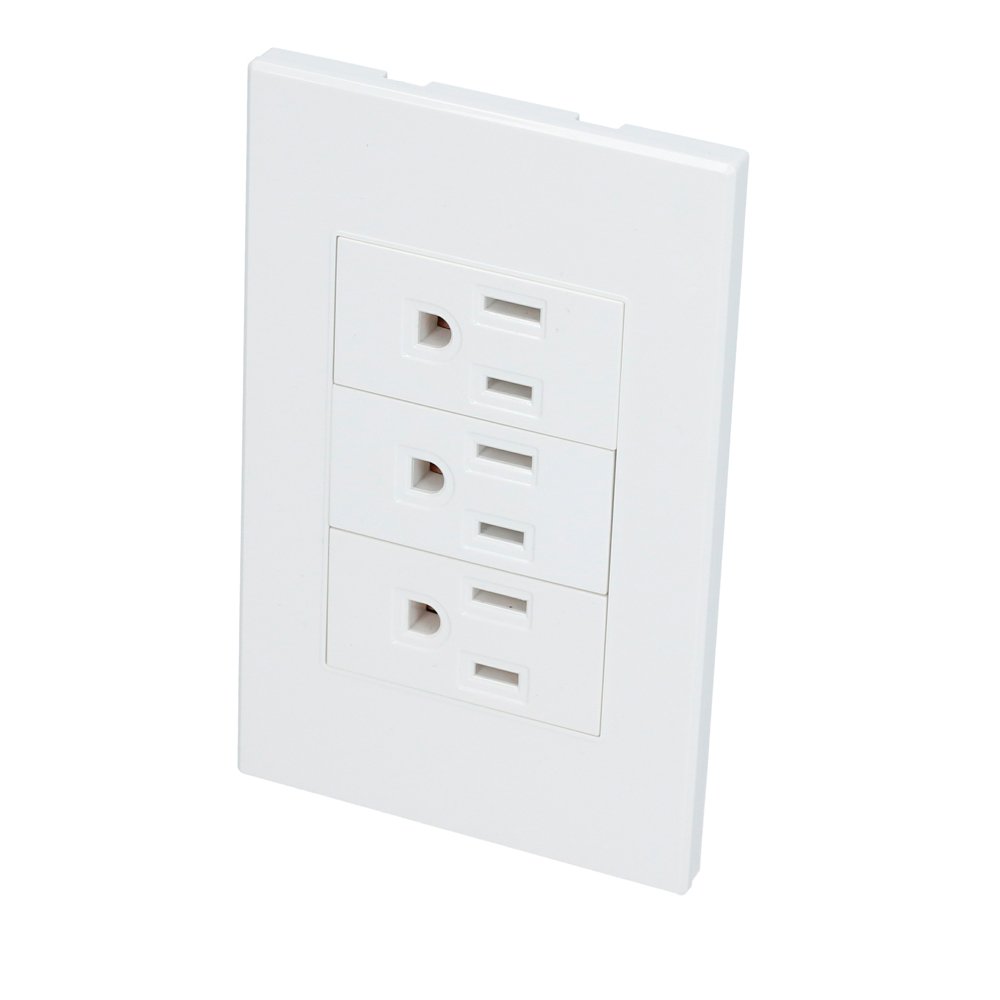 10 Pza Placa 3 contactos 1/3, línea Premium, color blanco Surtek