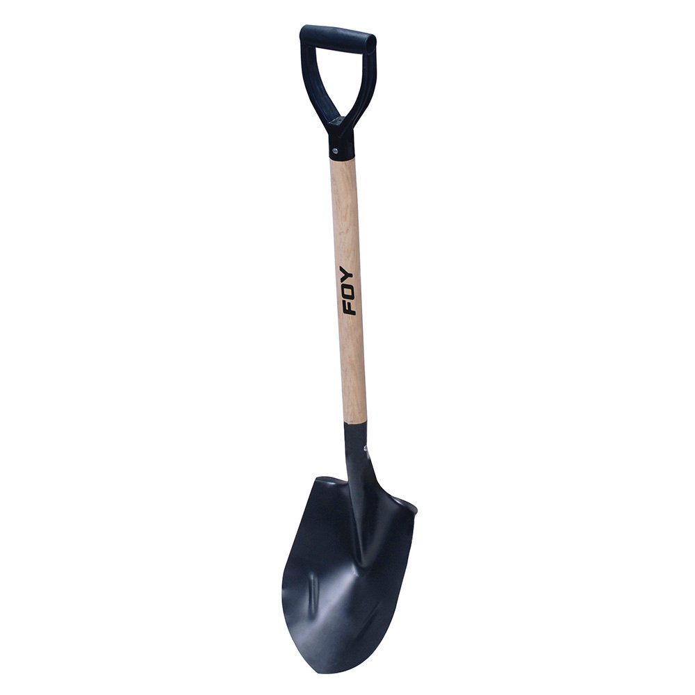 3 Pza Pala con mango de madera con puño plástico "Y", redonda Foy