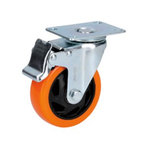 Rodaja de PVC naranja giratoria con freno 2" Surtek
