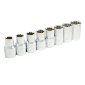 Juego de dados cuadro de 1/2", 12 puntas, métricos, 8 piezas Surtek