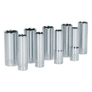 Juego de dados largos cuadro de 3/8", 6 puntas, métricos, 9 piezas Surtek