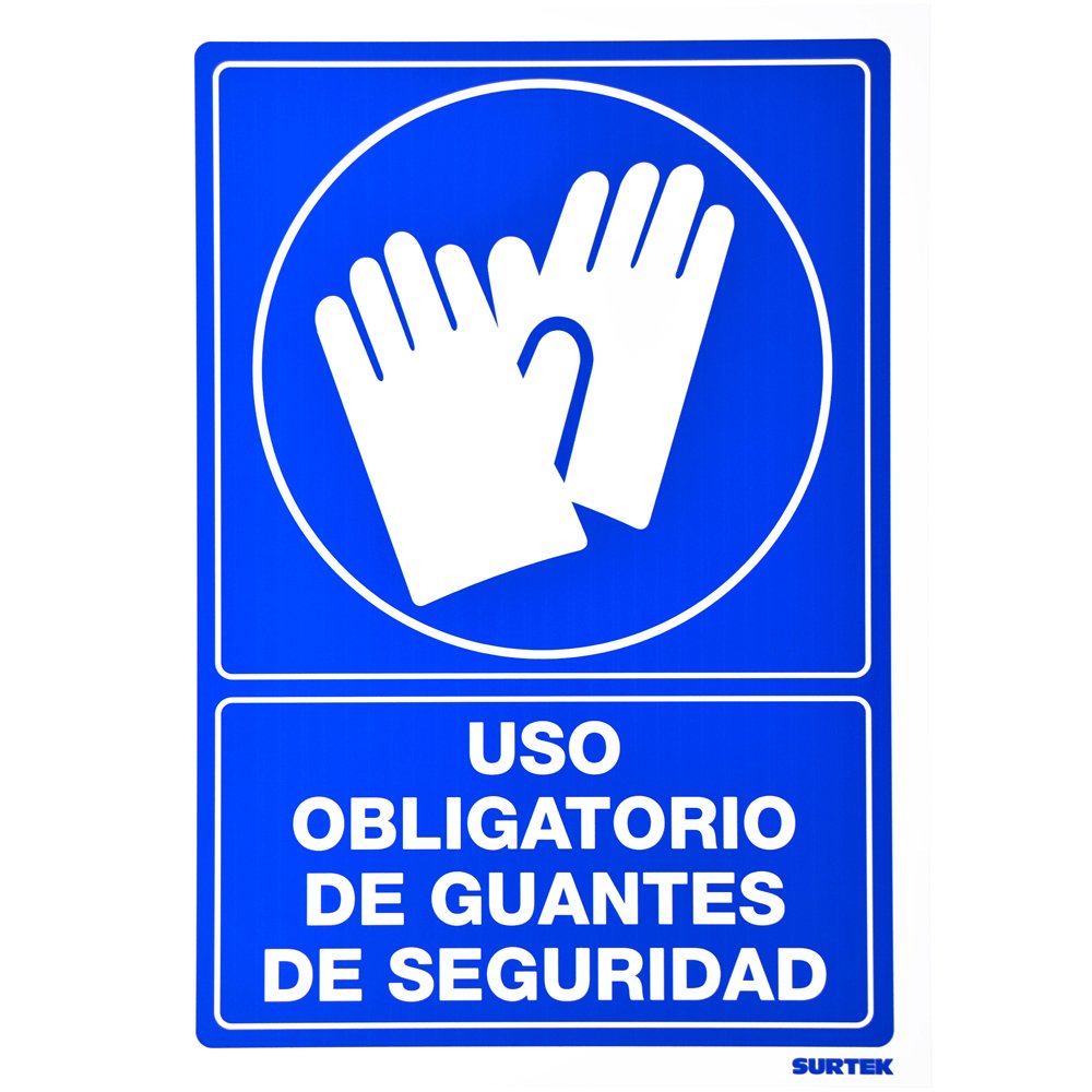 3 Pza Señal "Uso obligatorio de guantes de seguridad" Surtek