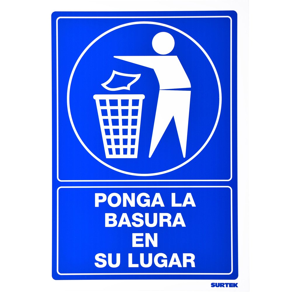 3 Pza Señal "Ponga la basura en su lugar" Surtek