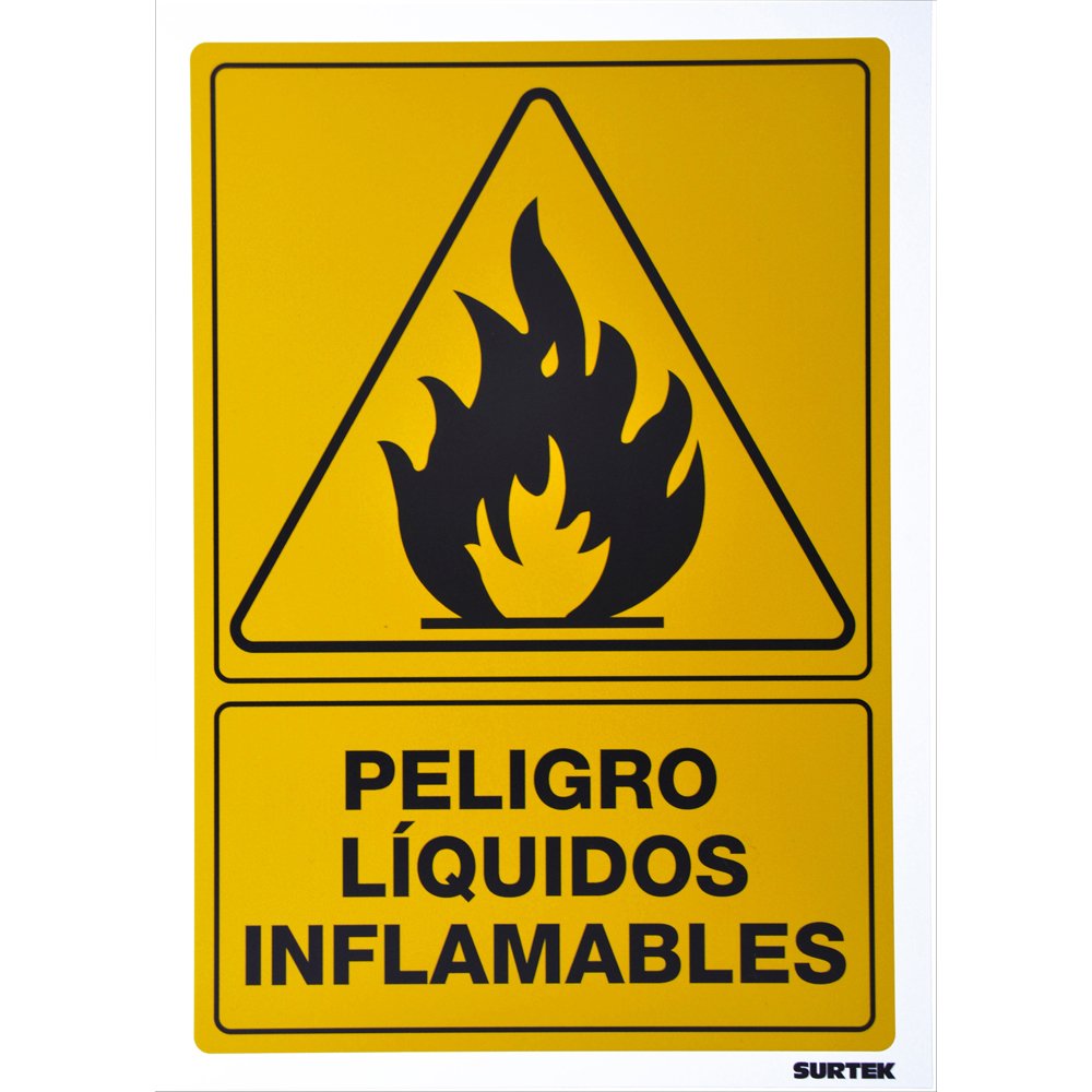 3 Pza Señal "Peligro líquidos inflamables" Surtek