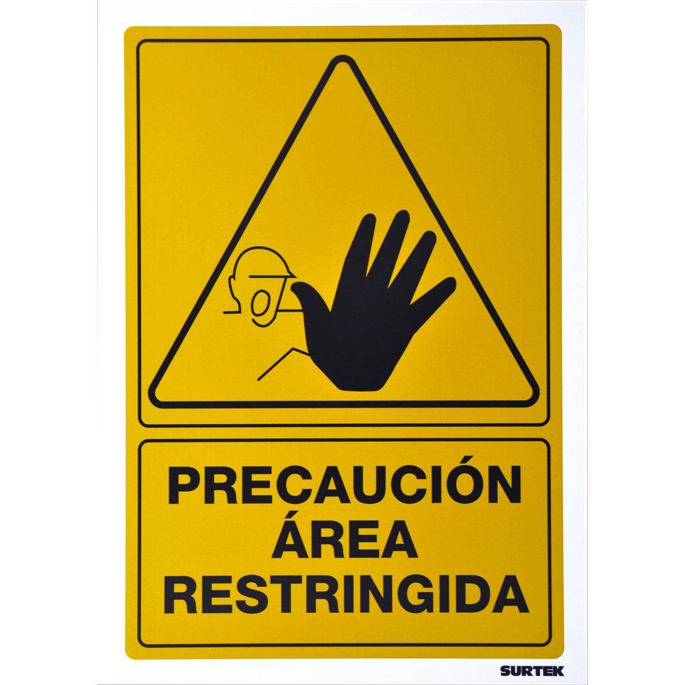 3 Pza Señal "Precaución área restringida" Surtek