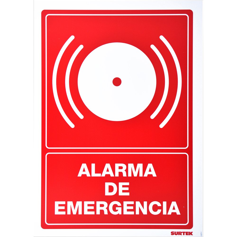 3 Pza Señal "Alarma de emergencia" Surtek