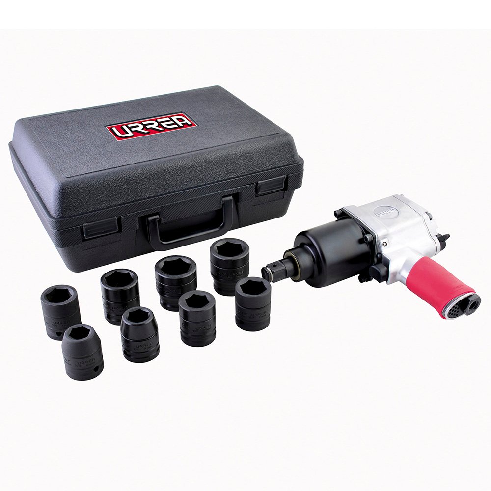 Juego de pistola de impacto neumática cuadro de 3/4" y accesorios métricos, 10 piezas Urrea