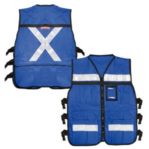 Chaleco de seguridad tipo supervisor cerrado con reflejante azul G Urrea