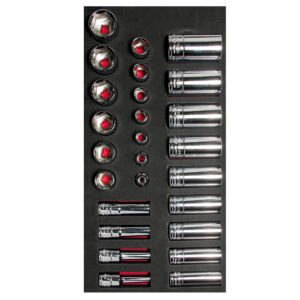 Juego de dados cortos y largos cuadro de 3/8" en pulgadas 26 piezas, CH106-C Urrea