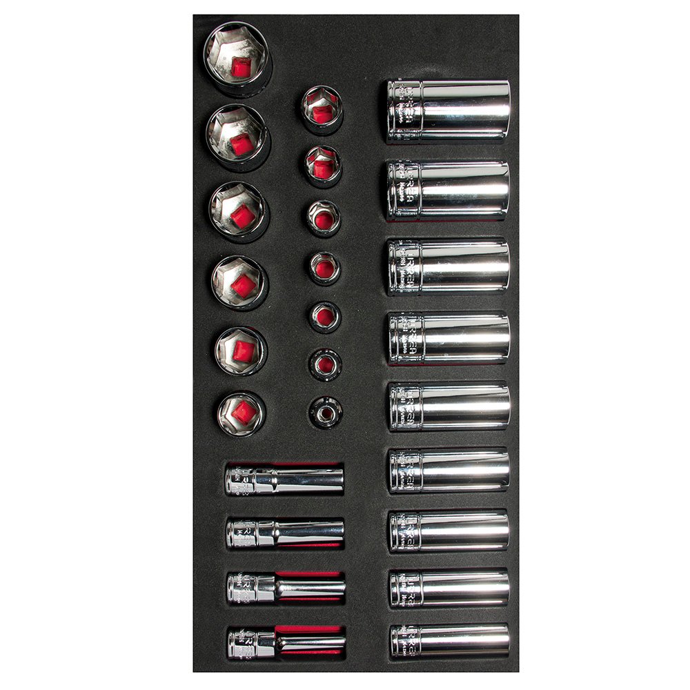 Juego de dados cortos y largos cuadro de 3/8" en pulgadas 26 piezas, CH106-C Urrea