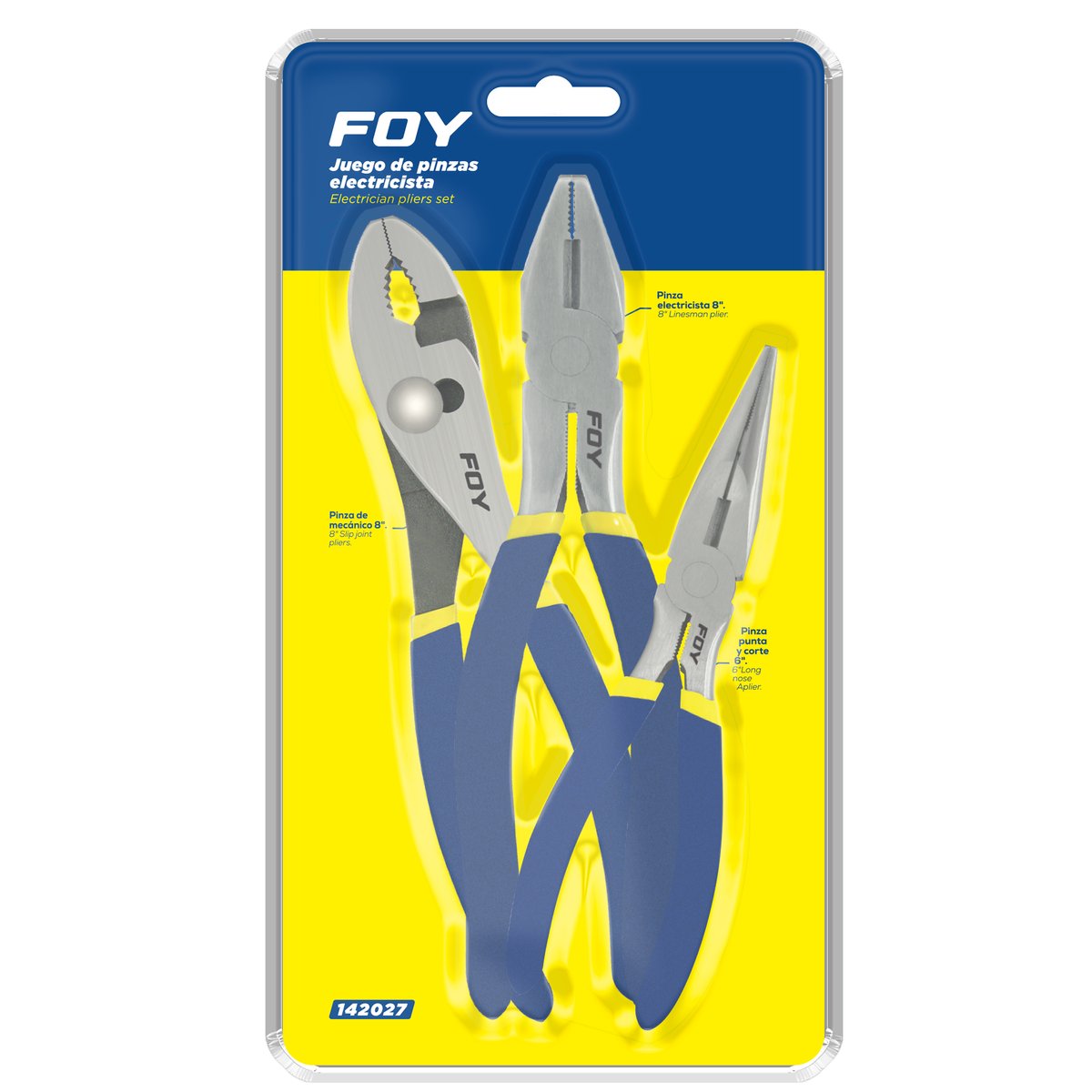 Juego de pinzas para electricista con mango doble plastisol, 3 piezas Foy - Image 2