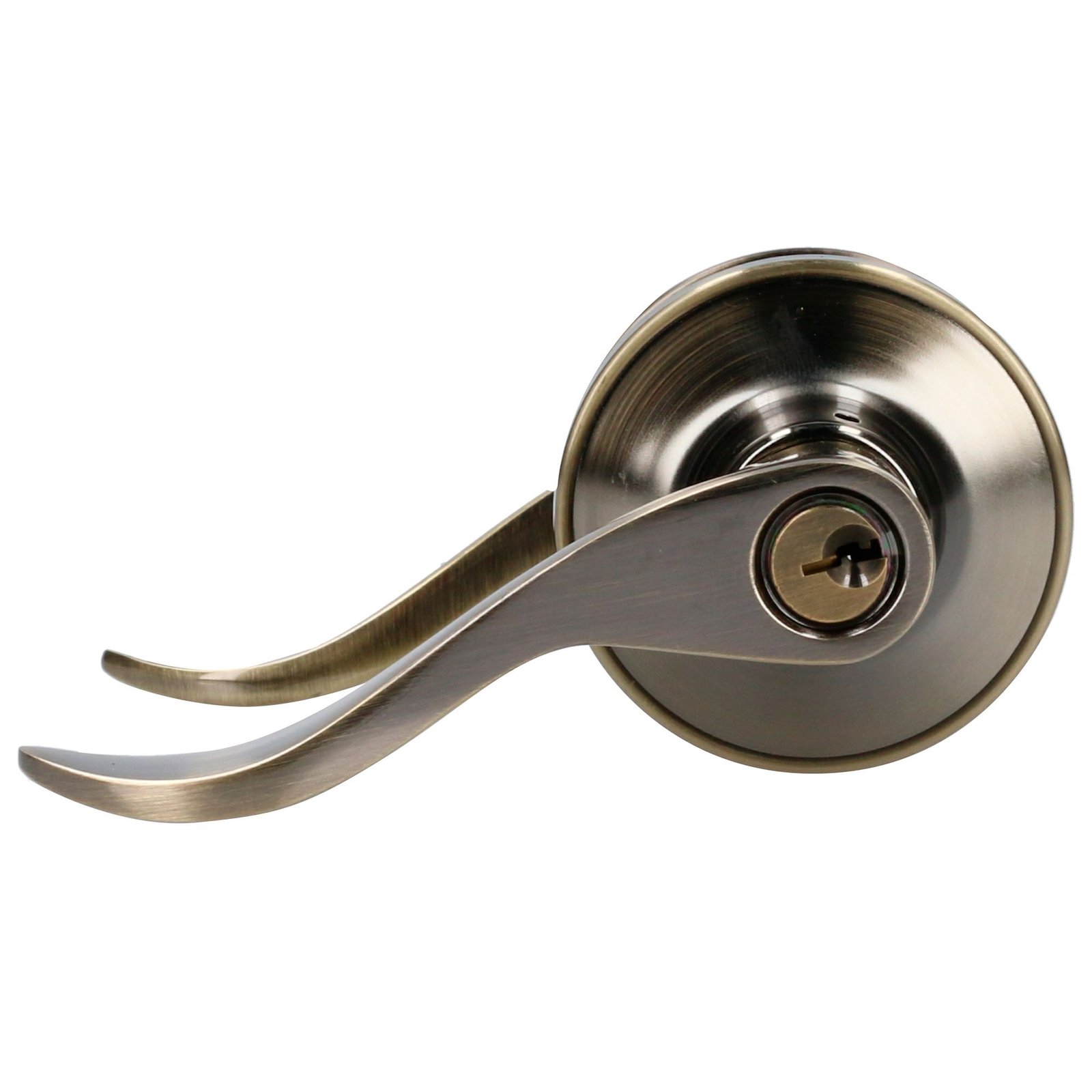 Manija tubular curva función entrada y recámara, latón antiguo, llave estándar, blíster Lock - Image 2