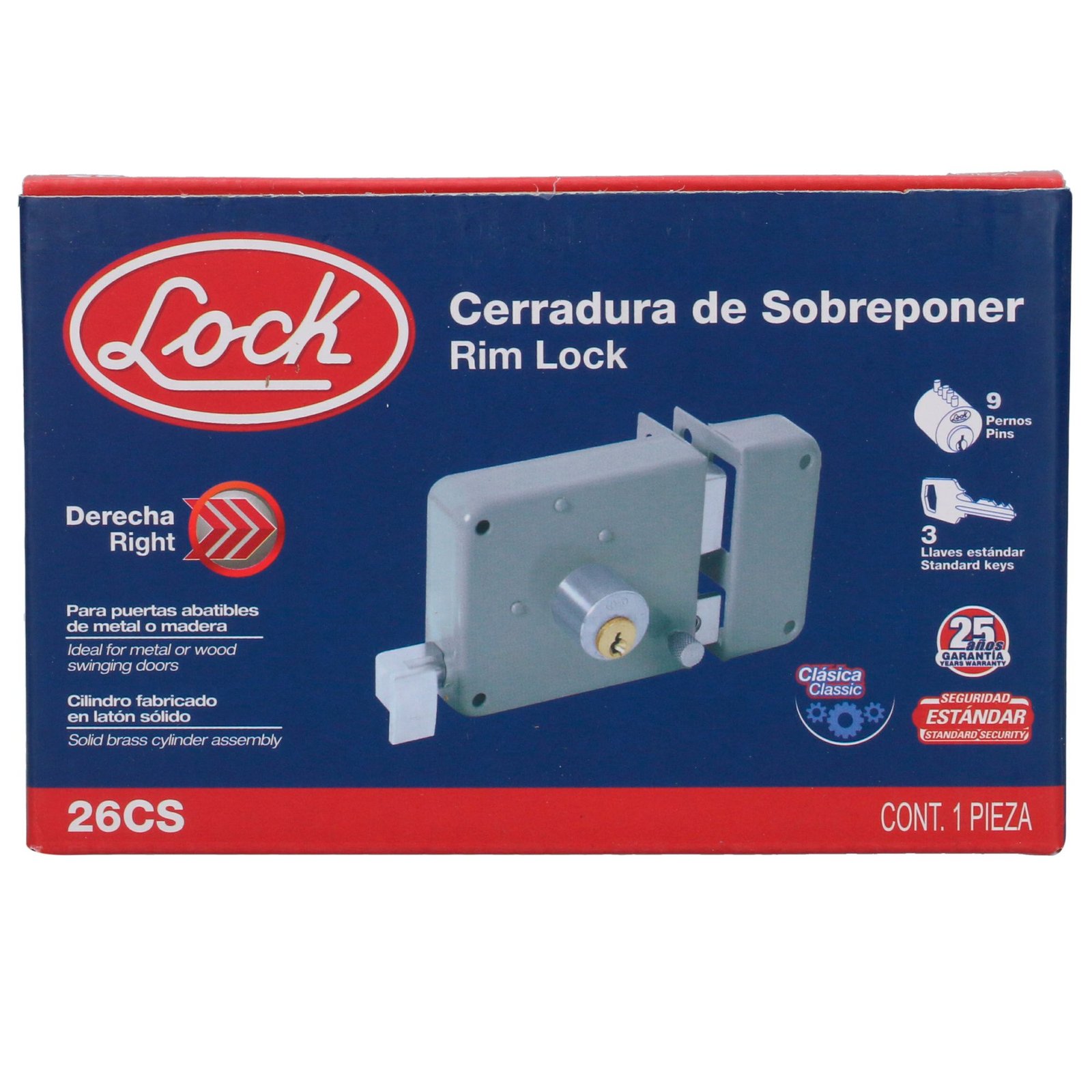 Cerradura sobreponer clásica función izquierda , llave tetra, en caja Lock - Image 2