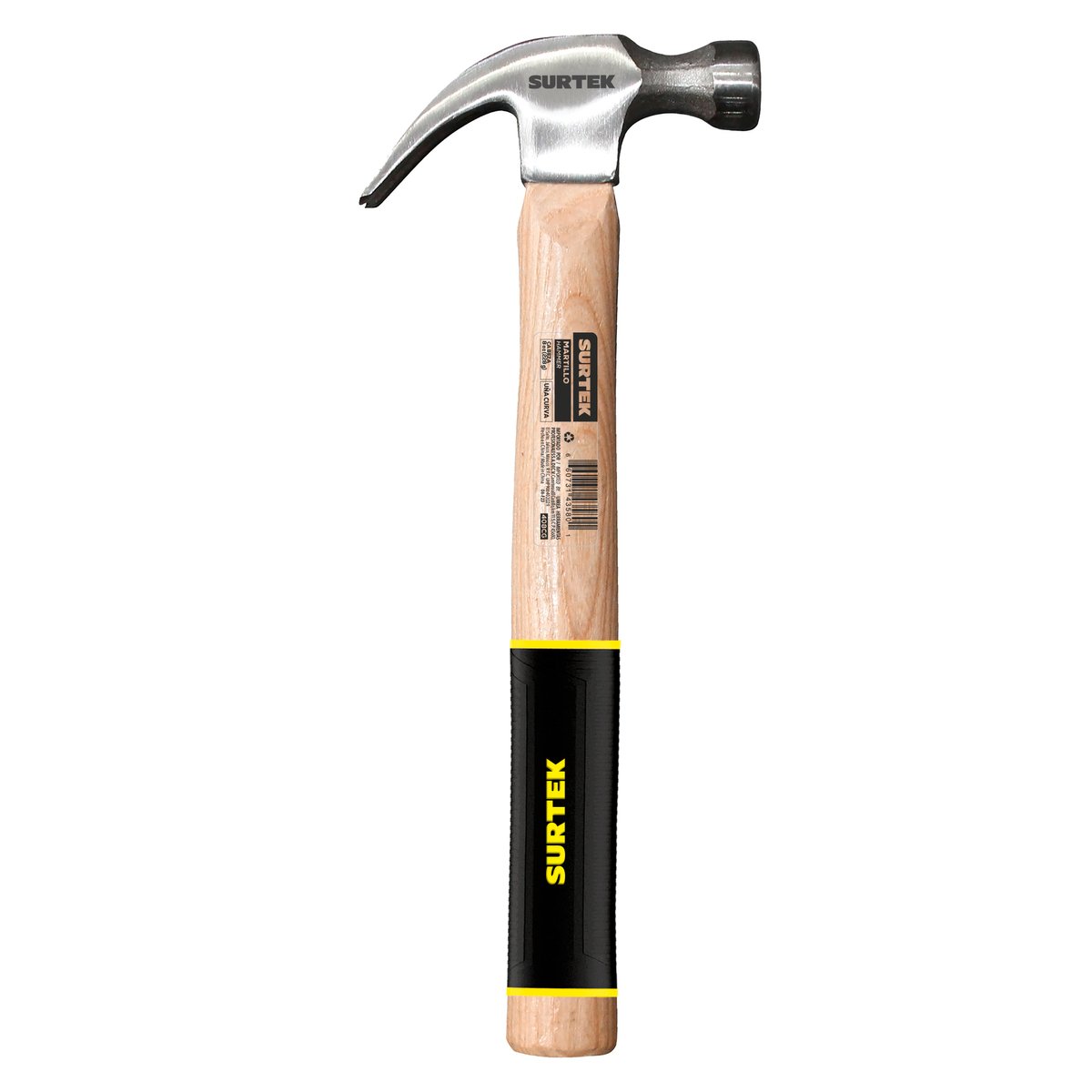 Martillo de uña curva pulido con mango de madera, 16 oz Surtek - Image 2