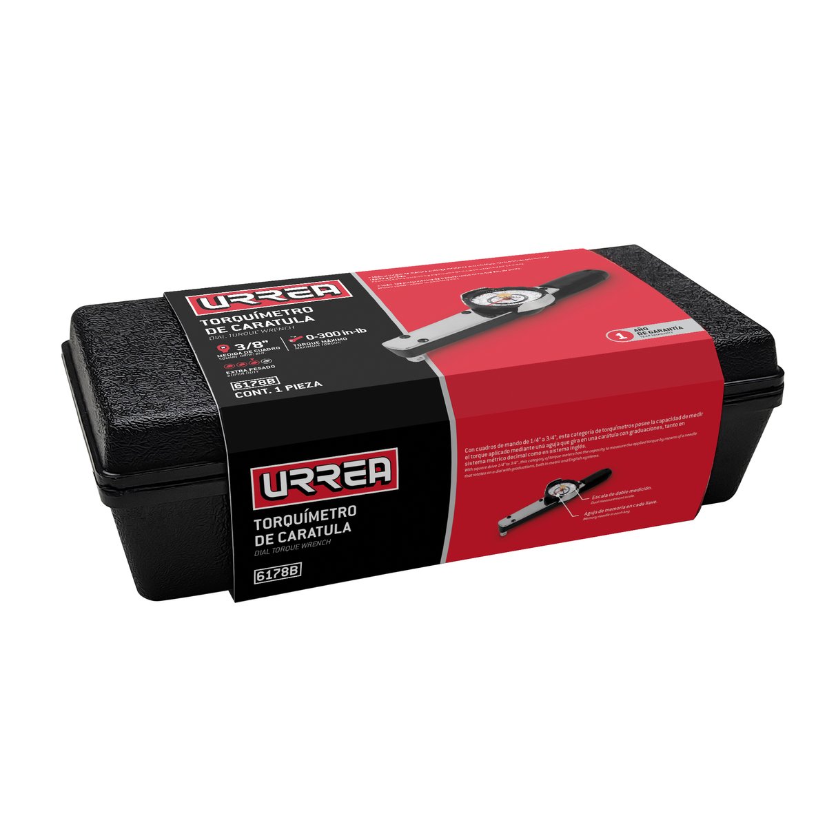 Torquímetro de carátula cuadro de 3/8", 0-300 in-lb Urrea - Image 2