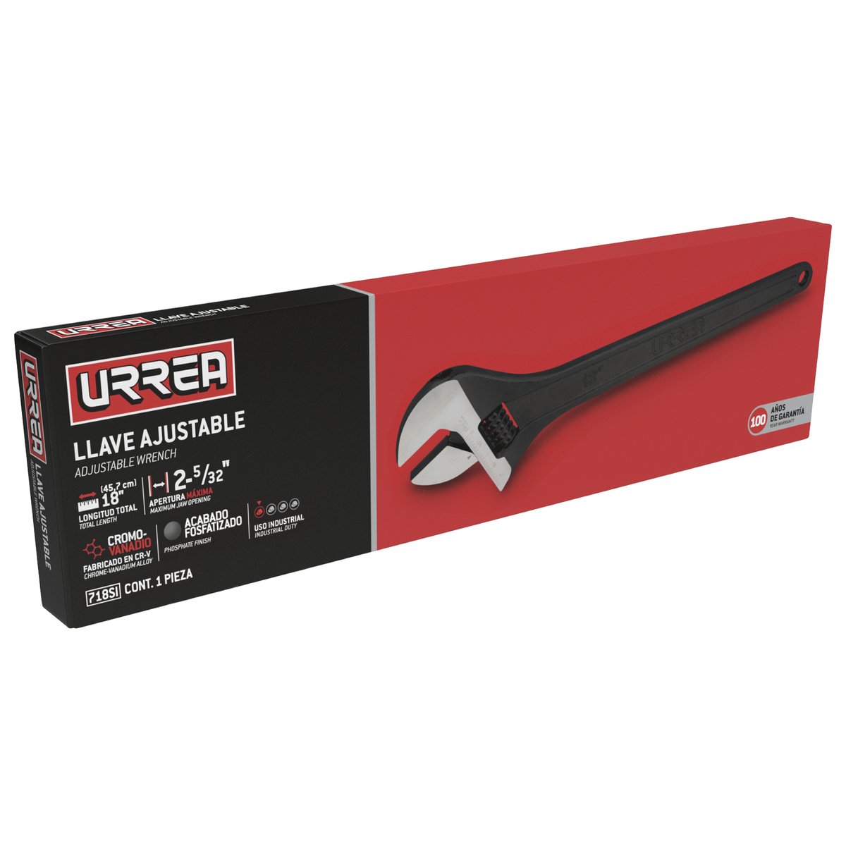 Llave ajustable fosfatizada 18" Urrea - Image 2