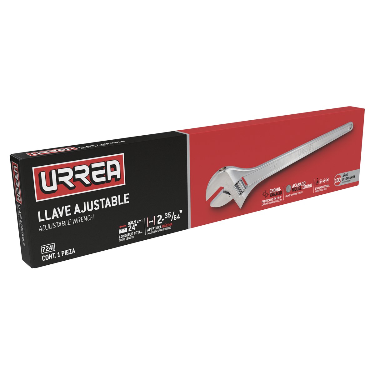 Llave ajustable cromada 24" Urrea - Image 2