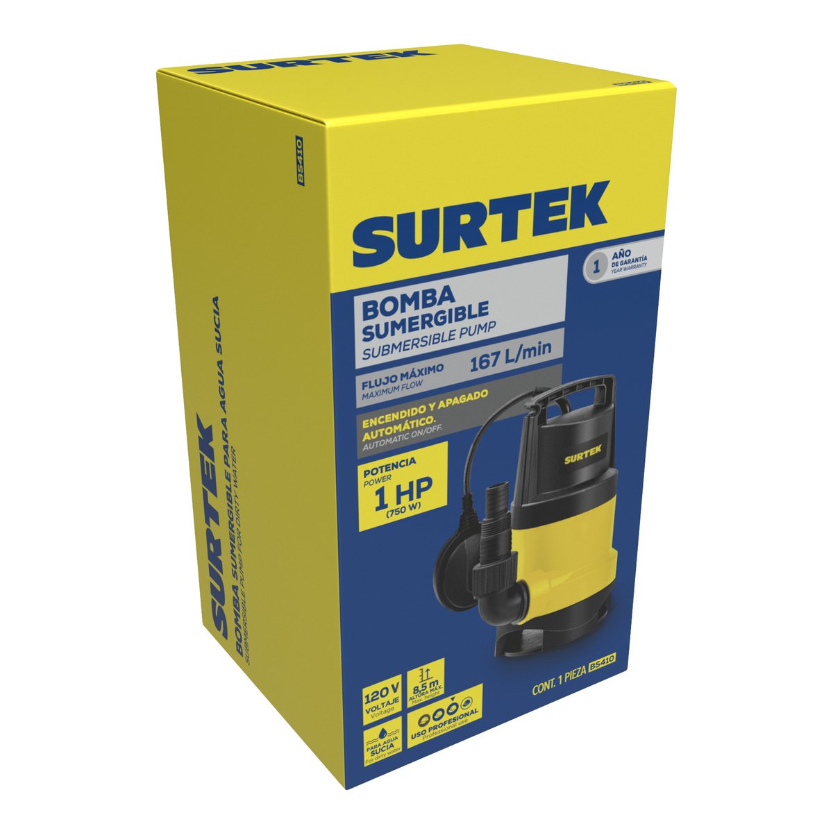 Bomba sumergible para agua sucia 1 HP 120 V Surtek - Image 2