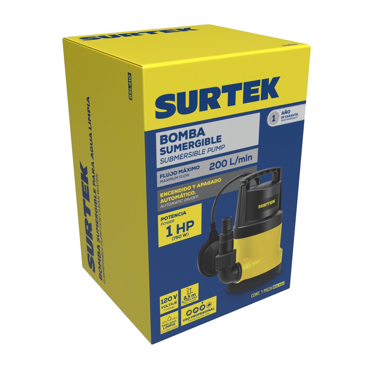 Bomba sumergible para agua limpia 1 HP 120 V Surtek - Image 2