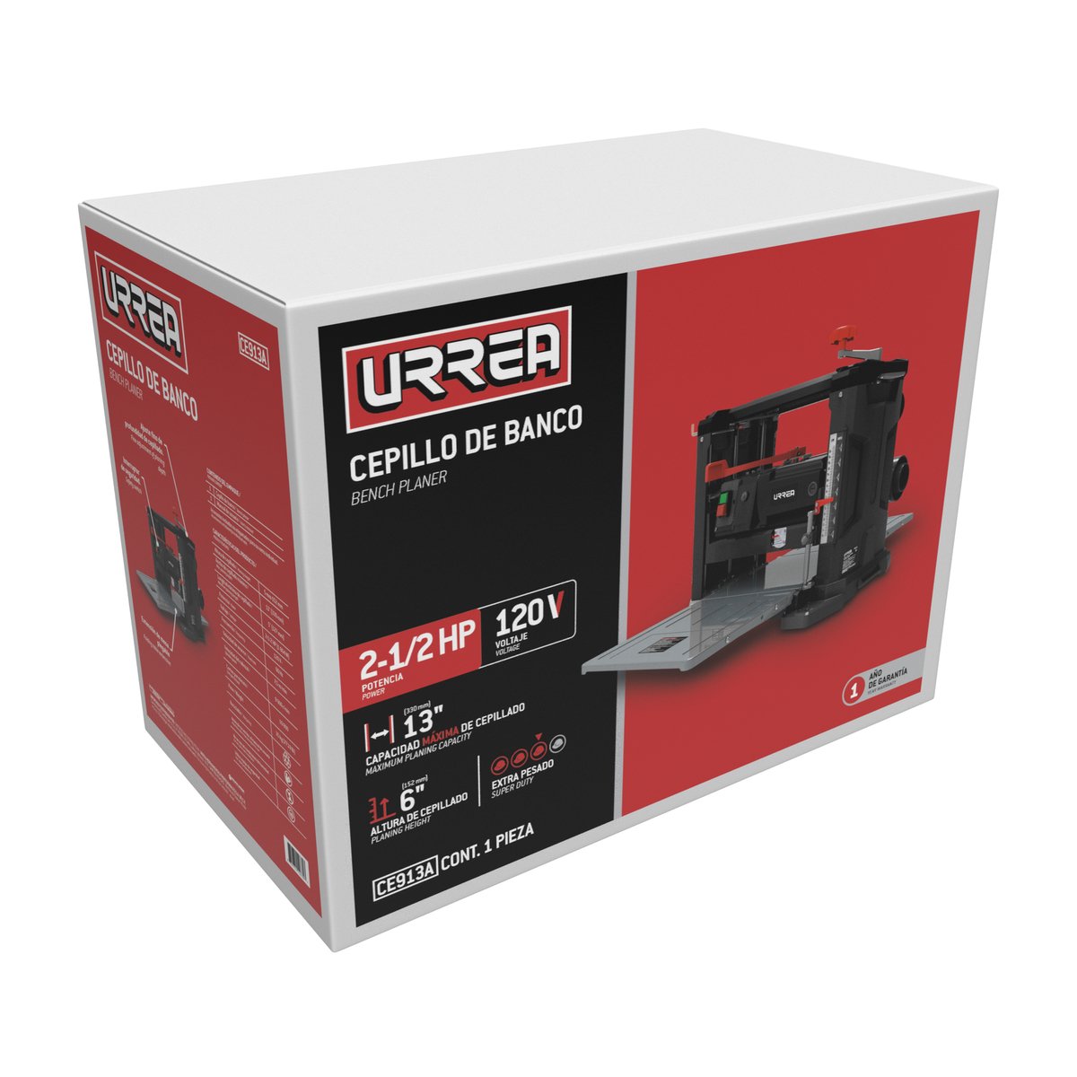 Cepillo estacionario 13" 2-1/2 HP, 1800 W, 120 V, 9900 RPM 1 fase Urrea - Image 2