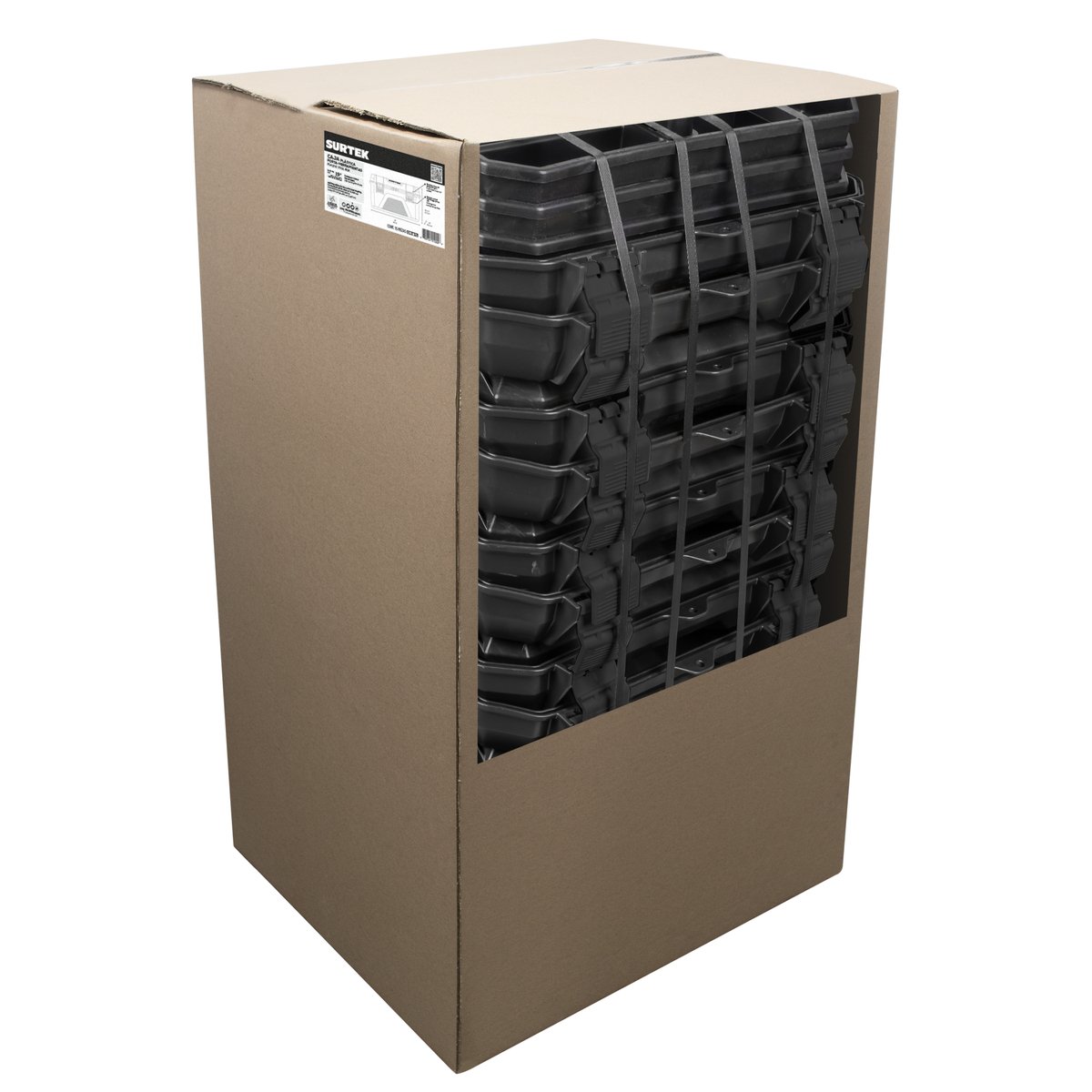 Juego de cajas portahta plástic con broches plásticos y charola ngo tapa rja 19"x10",15 pz Urrea - Image 2