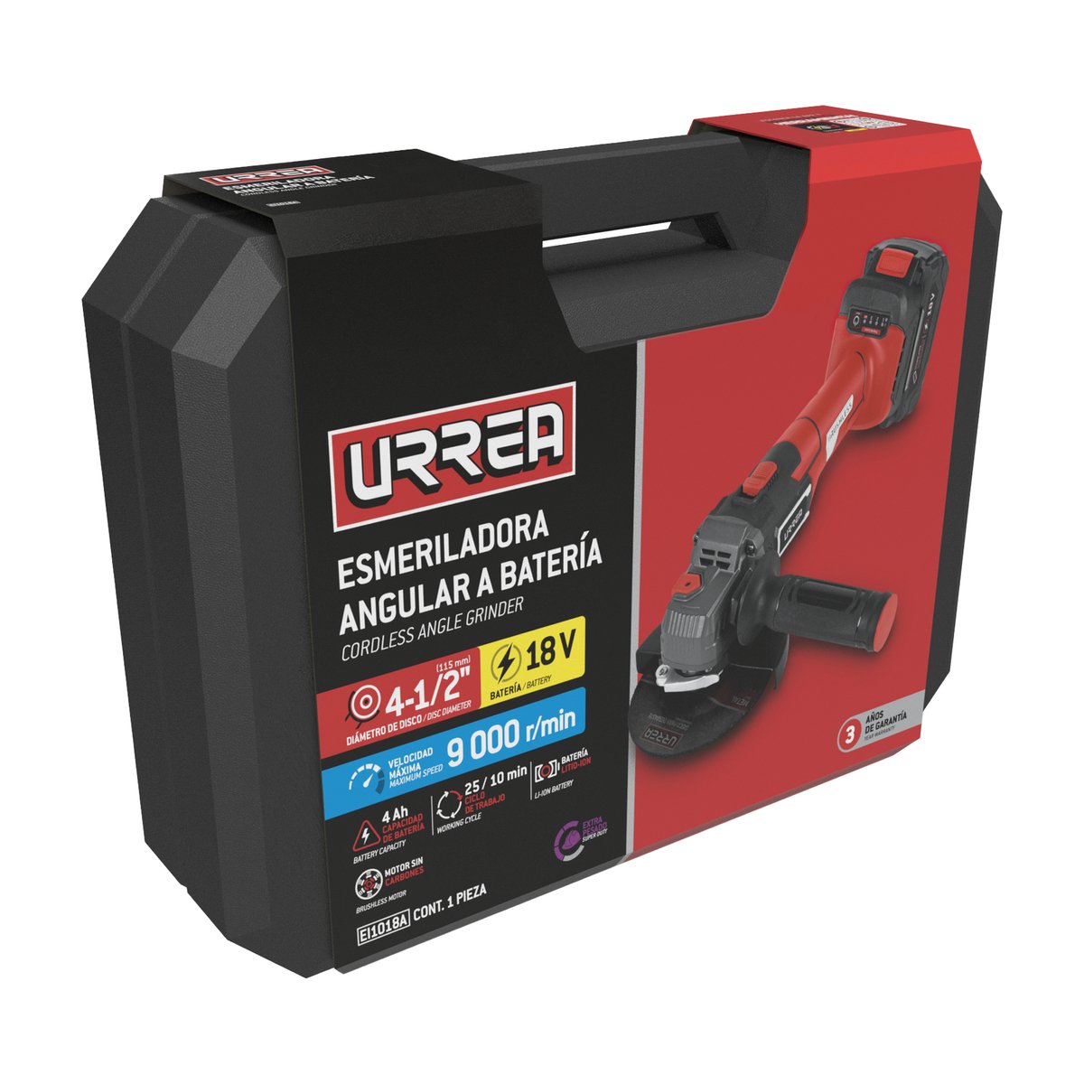Esmeriladora angular 4-1/2" - 5" Litio-ion 18 V 4 Ah Urrea - Image 2