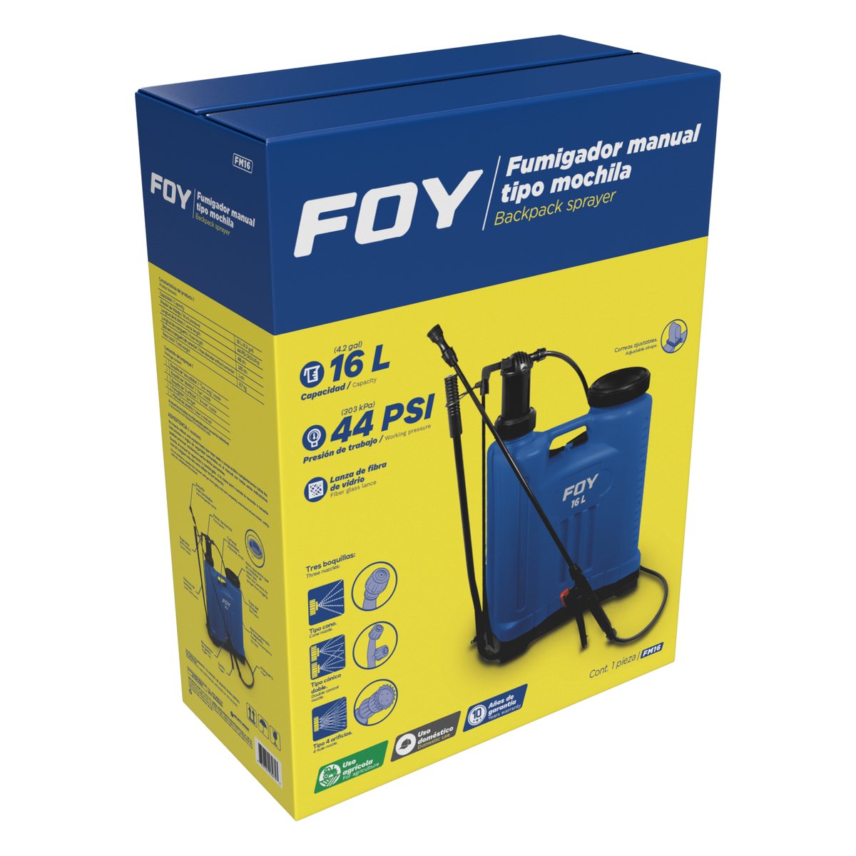 Fumigador tipo mochila Azul 16 Lt Foy - Image 2