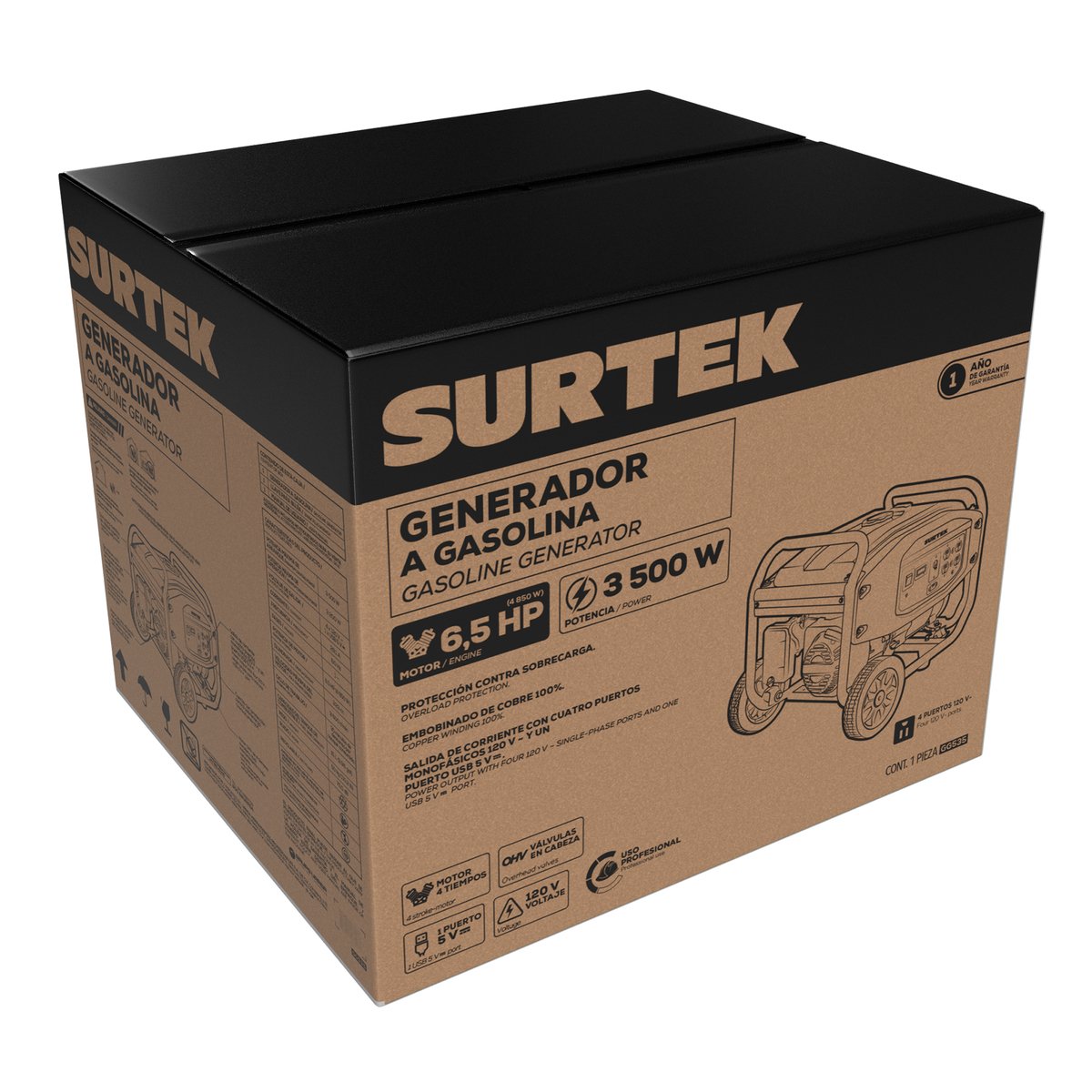 Generador a gasolina 3500 W, 223 cc 120-240 V Surtek - Image 2