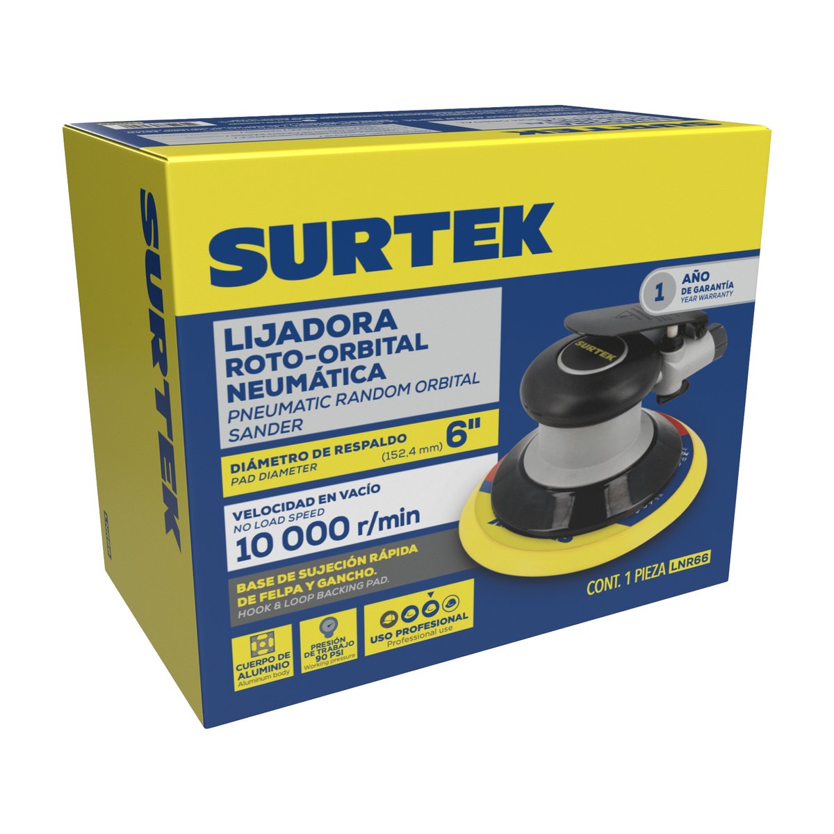 Lijadora neumática rotativa 6" 10,000 RPM, eje de 3/16" Surtek - Image 2