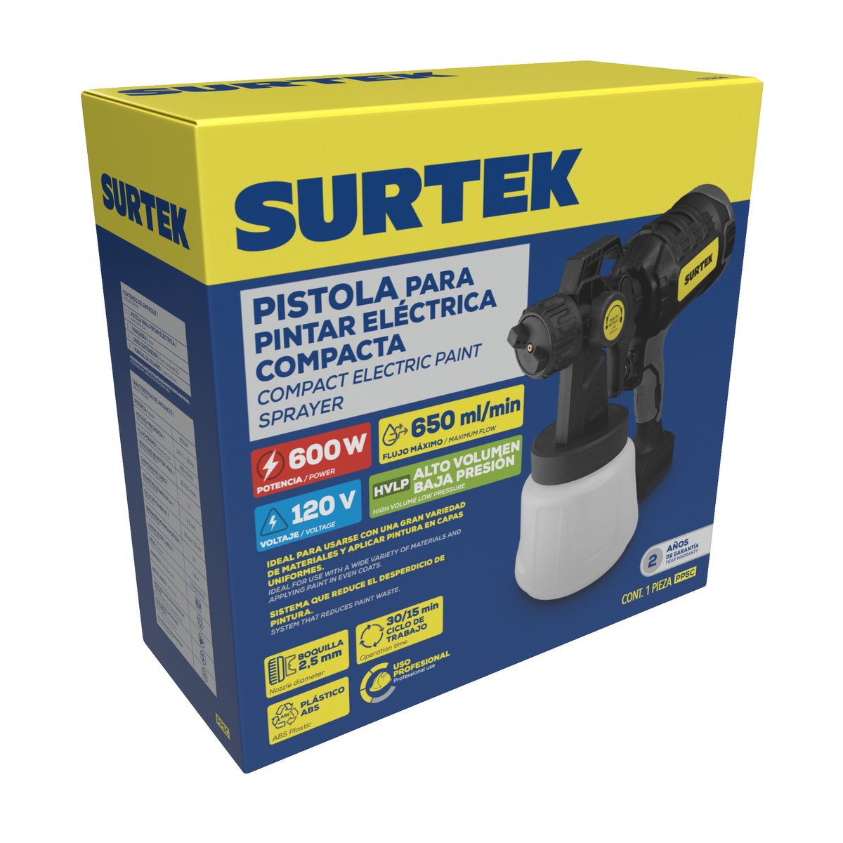 Pistola eléctrica para pintar 600 W 127 V compacta Surtek - Image 2