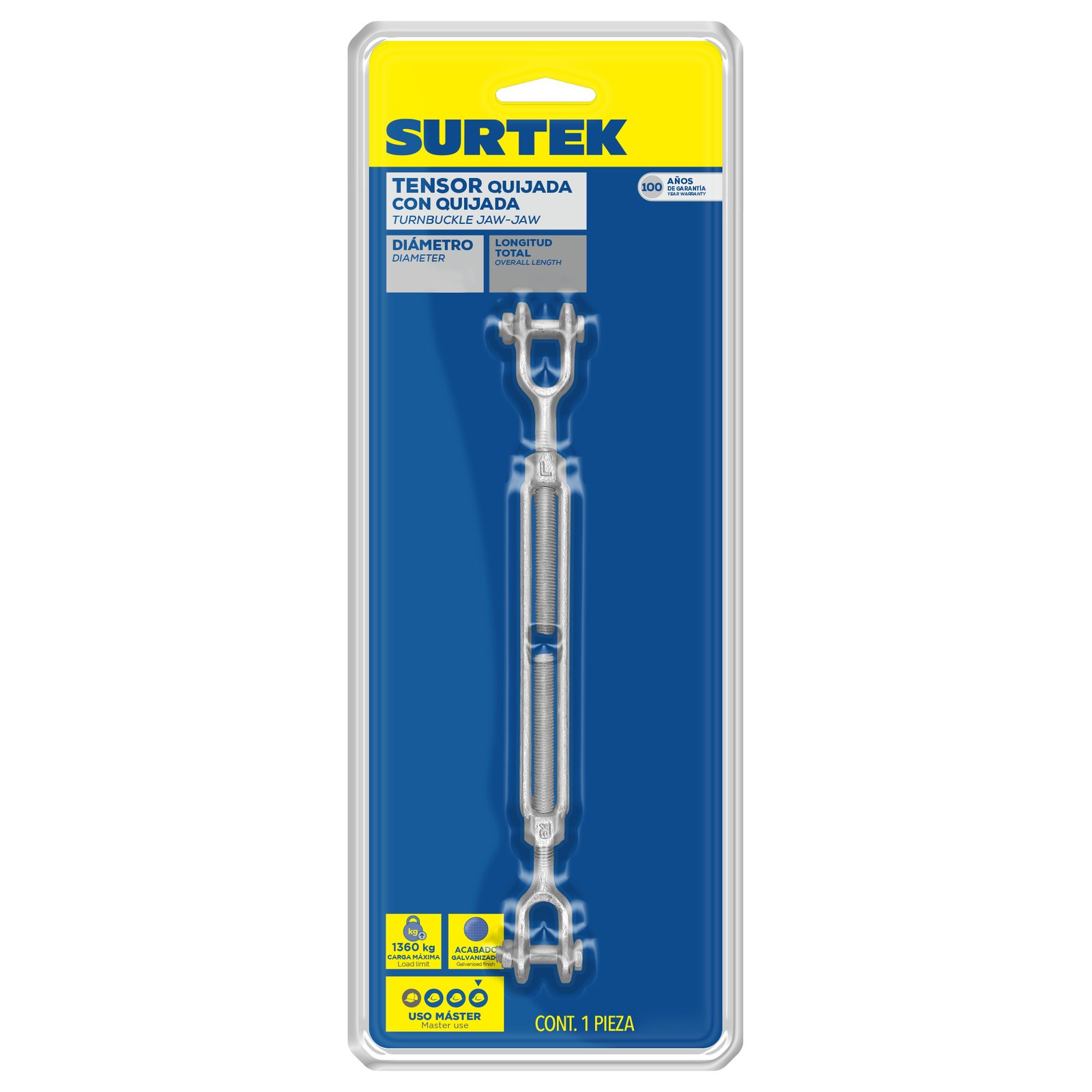 Tensor de acero forjado quijada - quijada 5/8" x 9" Surtek - Image 2