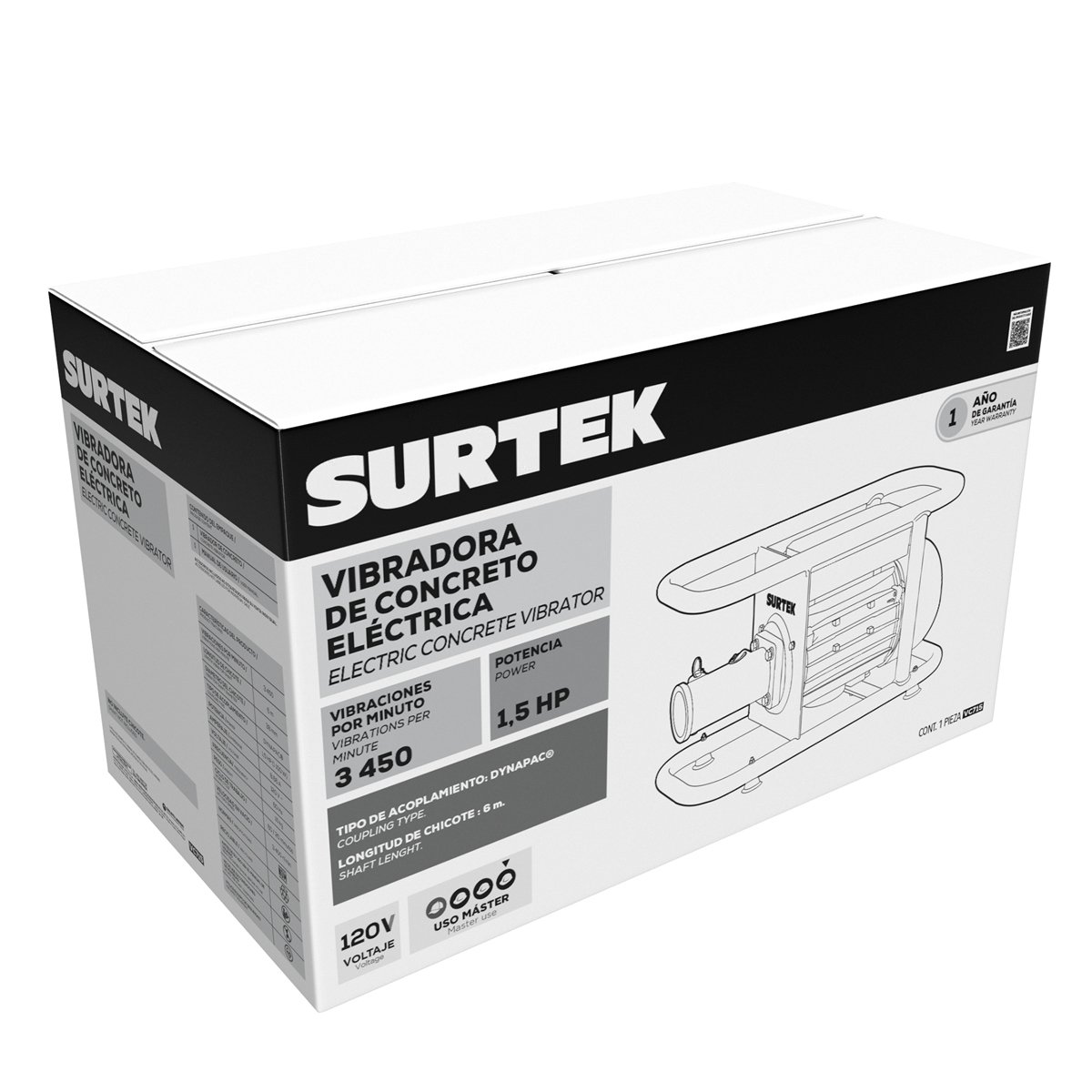 Vibradora de concreto eléctrica 1.5 HP Surtek - Image 2
