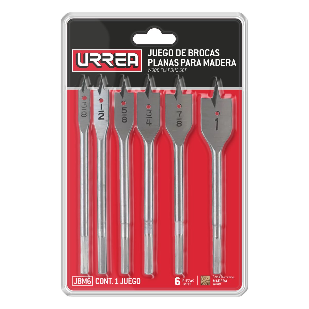Juego de brocas para madera de acero al carbono tipo manita, 6 piezas Urrea - Image 2