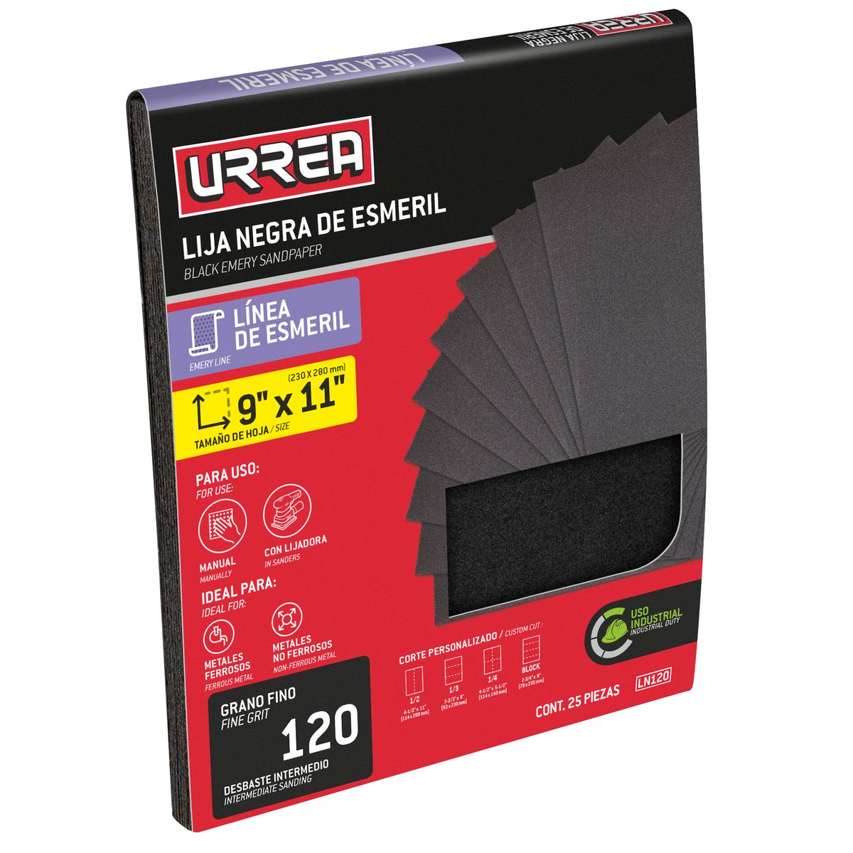25 Pza Lija negra para esmeril, grano 120 Urrea - Image 2